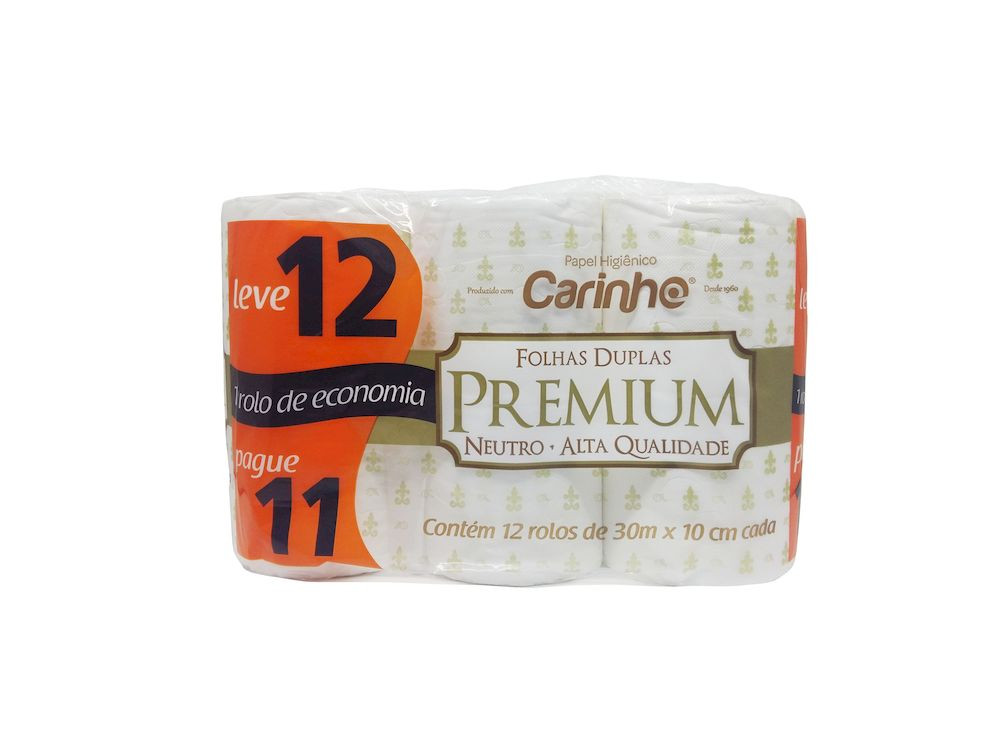 imagem de PAPEL HIGIÊNICO CARINHO COM 12 PREMIUM 30MTS