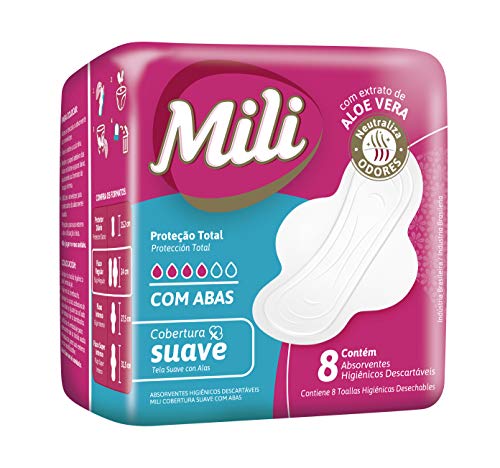 imagem de ABSORVENTE MILI P. TOTAL COM ABAS FLUXO BAIXO PACOTE 8