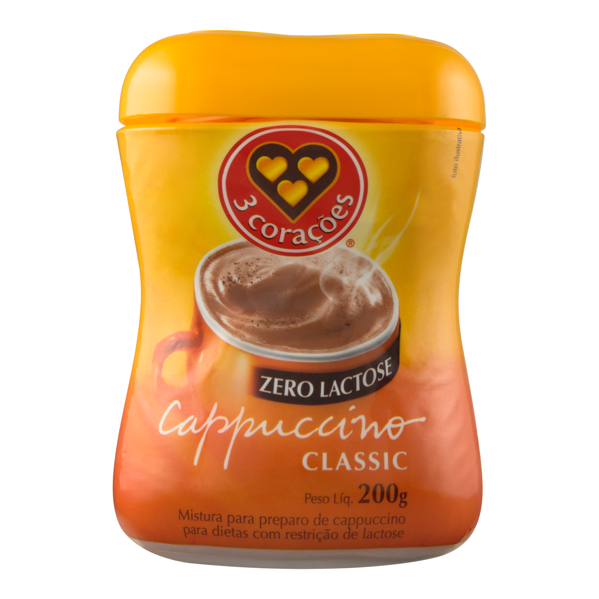imagem de CAPPUCCINO 3 CORAÇÕES CLASSIC ZERO LACTOSE 180G