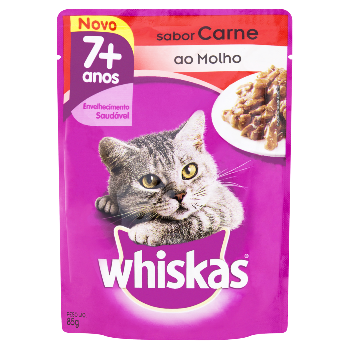 imagem de RAÇÃO WHISKAS 85G CARN ADUL 7 ANOS