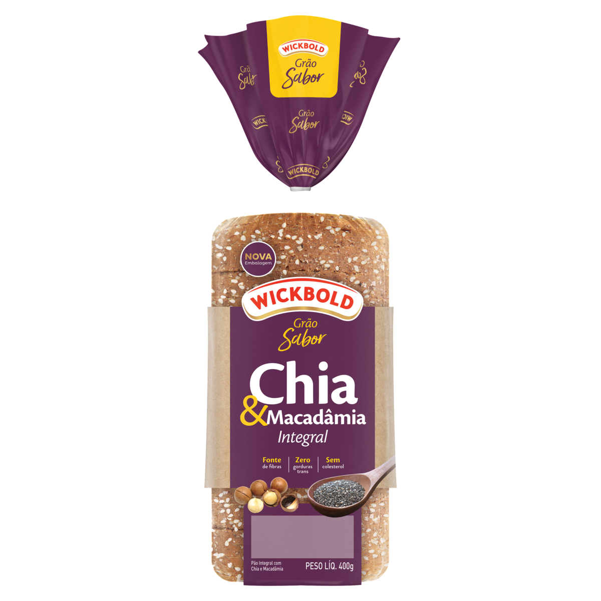 imagem de PÃO WICKBOLD CHIA MACADÂMIA 400G