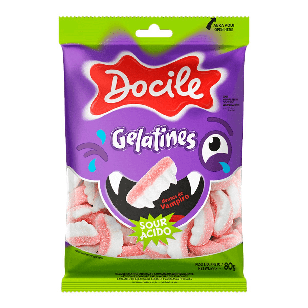 imagem de BALA DOCILE GELATINES 80G D. DE VAMPIRO CITRICO