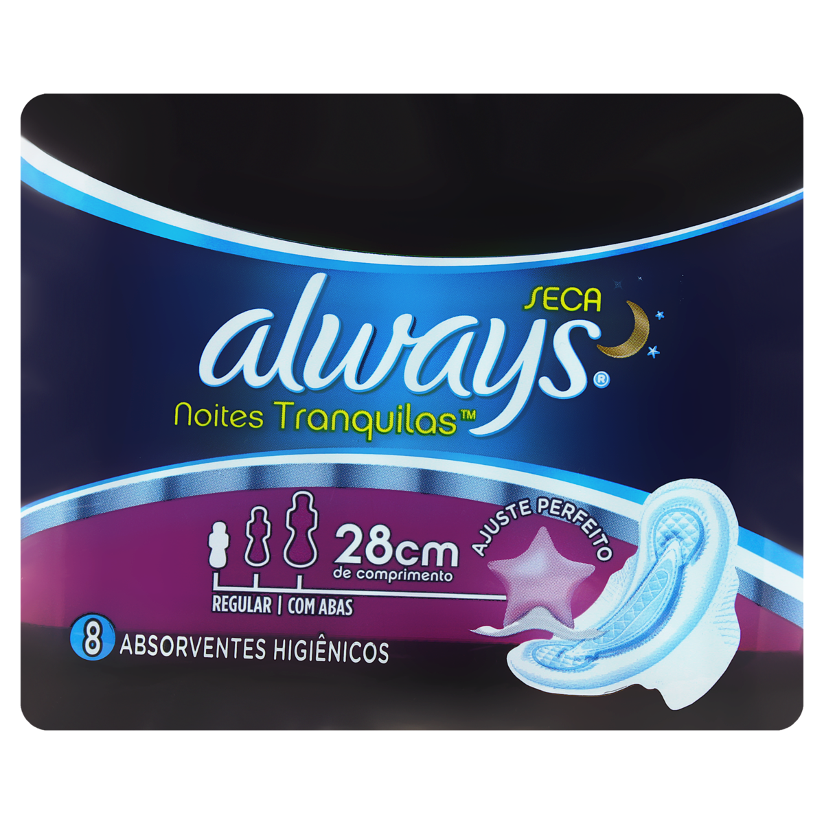 imagem de ABSORVENTE ALWAYS COM ABAS NOTURNO SECO PACOTE 8UN