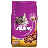 imagem de RAÇÃO WHISKAS FRANGO E LEITE PACOTE 900G