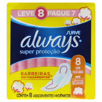 imagem de ABSORVENTE ALWAYS COM ABAS BÁSICO SUAVE PACOTE 8UN