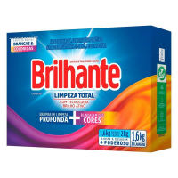 imagem de DETERGENTE PÓ BRILHANTE 1.6KG LIMPEZA TOTAL CX