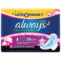 imagem de ABSORVENTE ALWAYS COM ABAS NOTURNO SUAVE PACOTE 8UN