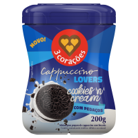 imagem de CAPPUCCINO 3 CORAÇÕES COOKIES N CREAM POTE 200G